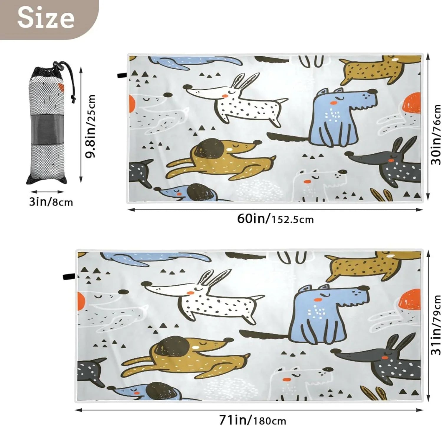 Oversized Super Travel - Scandinavian Dogs Towel Bestwell for Compact Holiday£¨26£© Towels Camping Towel Trendy Absorbent Dry Lightweight - Beach Swimming Quick