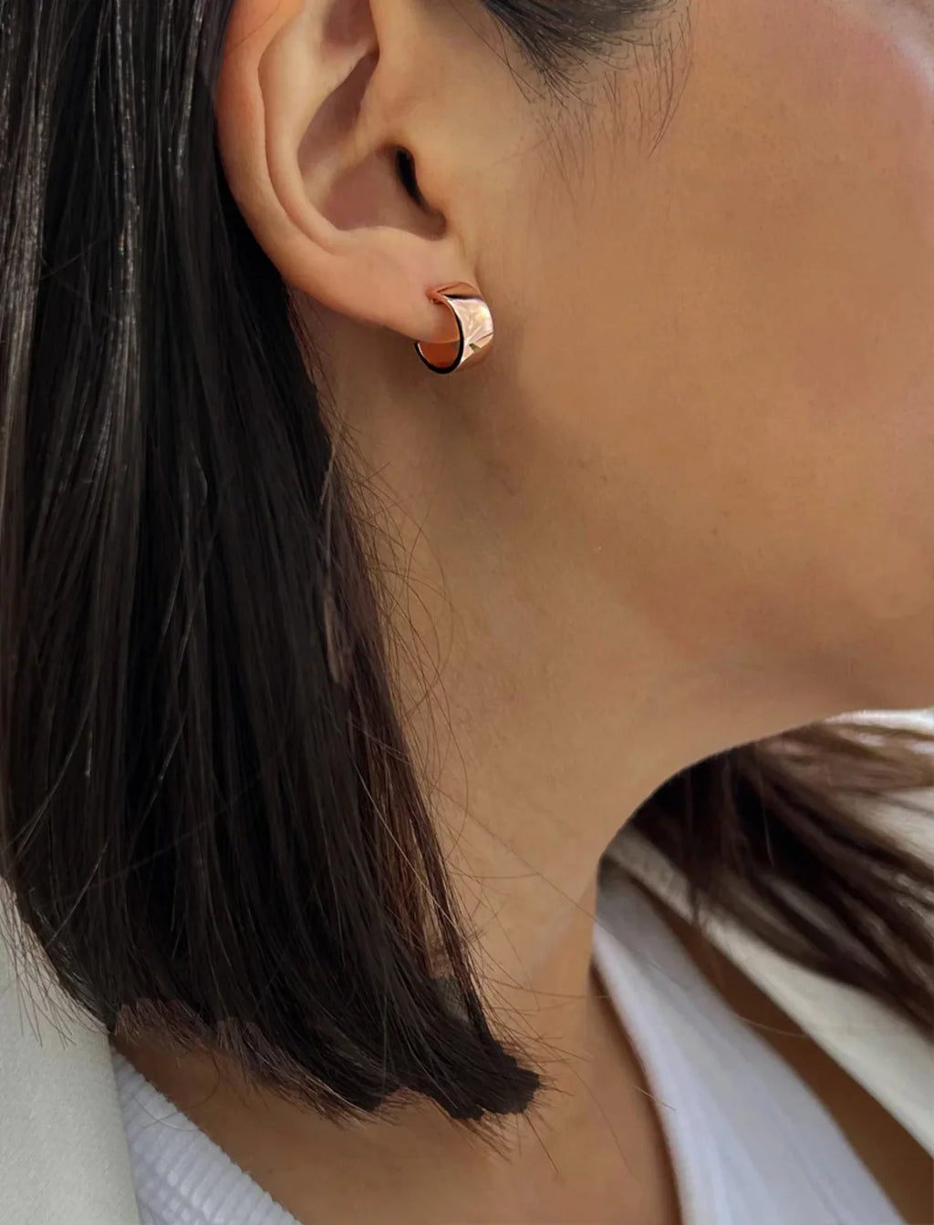 CHUBBY ROSE SILVER EARRINGS MINI GOLD STERLING OVER BOSS 18K HOOP