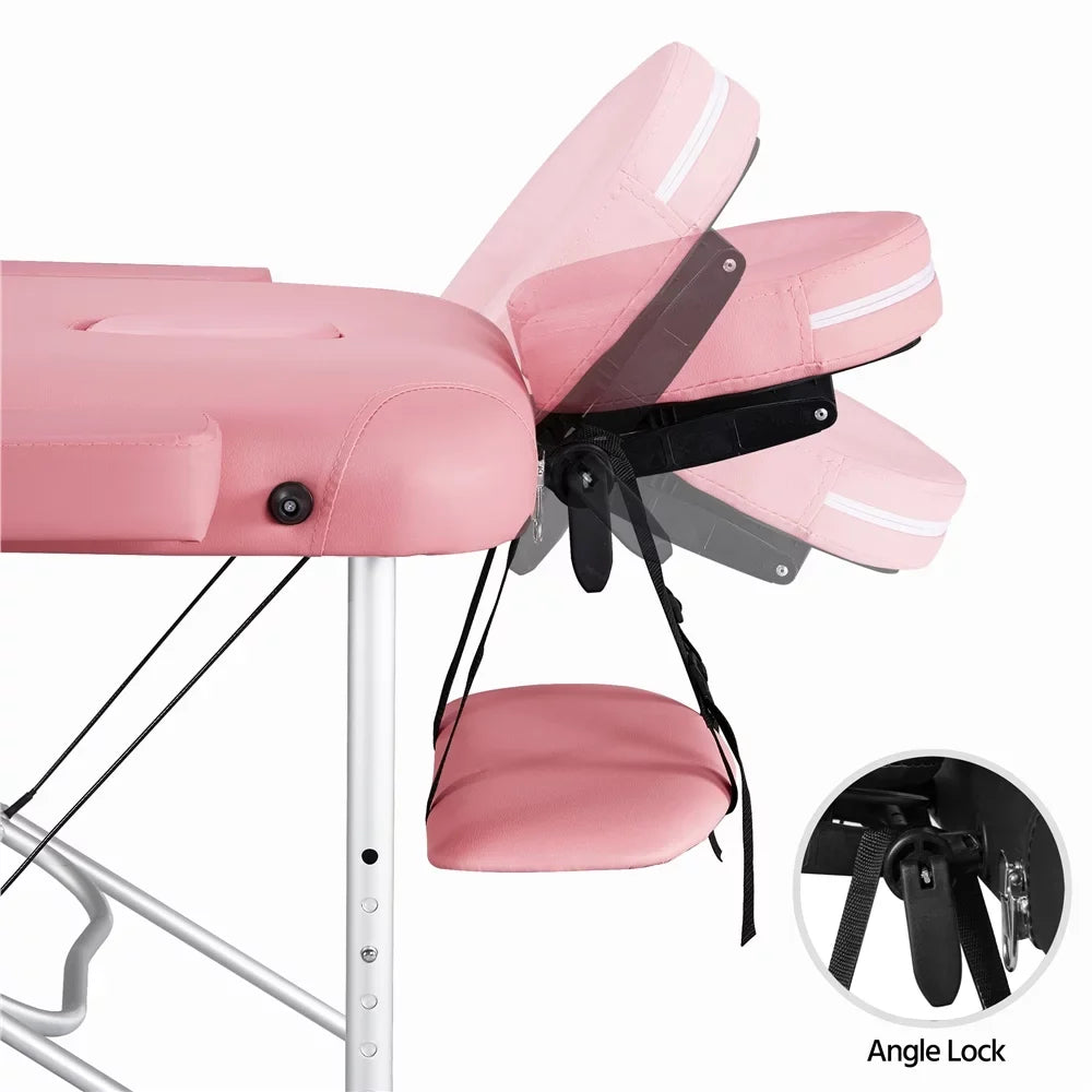Pallet, Portable Couch, Table 3-Fold Alloy Equipment, Backrest/Headrest/Armrest/Hand Salon Pink 84'' Bed, Massage with Yaheetech Adjustable Spa Massage Bed Massage
