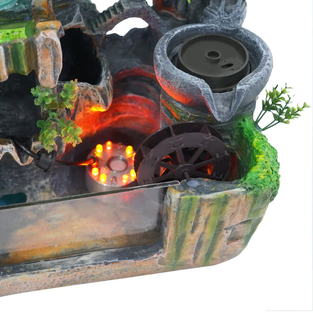 Decoration Humidifier Rockery Fish Fountain Light Ornament Office Atomizing with Tank Simulation Home Waterfall Effect Landscape Small Countertop Led Miumaeov for Bedroom Desktop