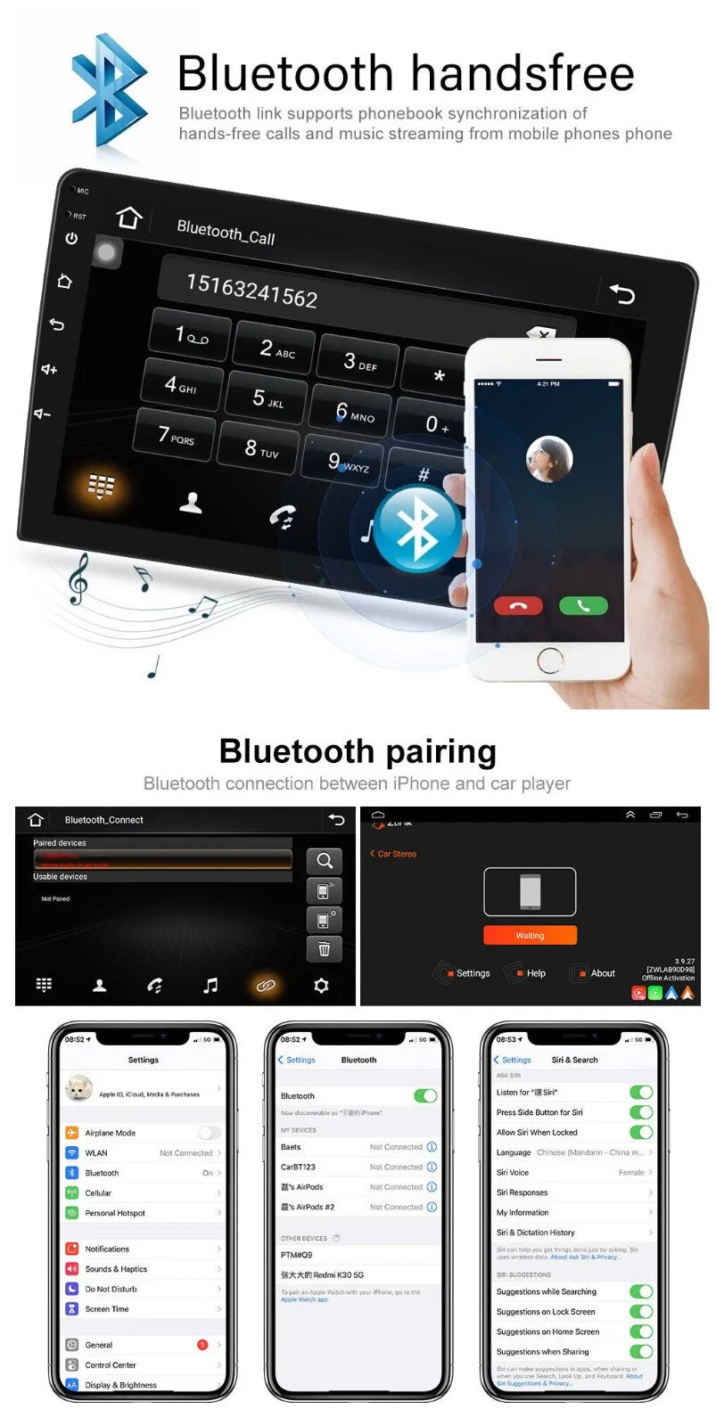 Stereo IPS H3 2+32GB Radio 9" 1280*720 CarPlay Hummer Android Car Apple GPS Navi 13 2005-2010 Fit