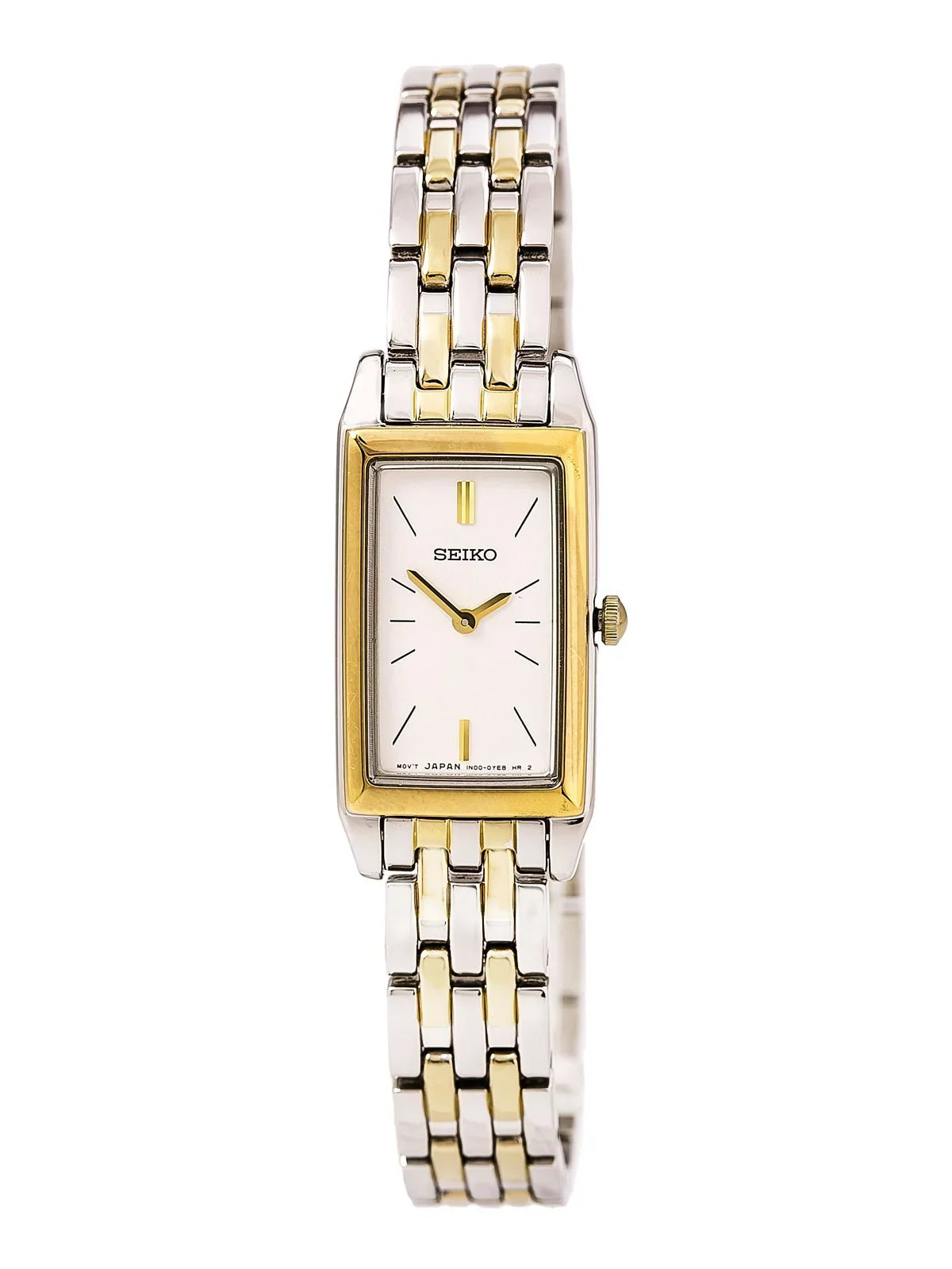 Two Dial Women's Tone Dress Stainless Bracelet Steel Seiko White SUJF76 Watch