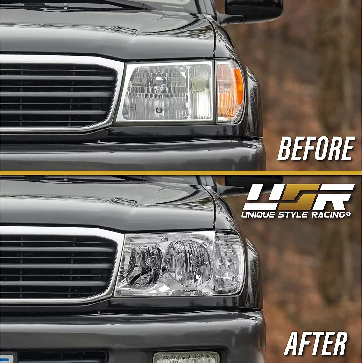 Right) - USR (Euro Toyota (Left Headlamps + FJ 100 with Land Design) ONE Piece FJ100 1998-2005 Set Compatible Headlights Cruiser DEPO Corner Style Clear with