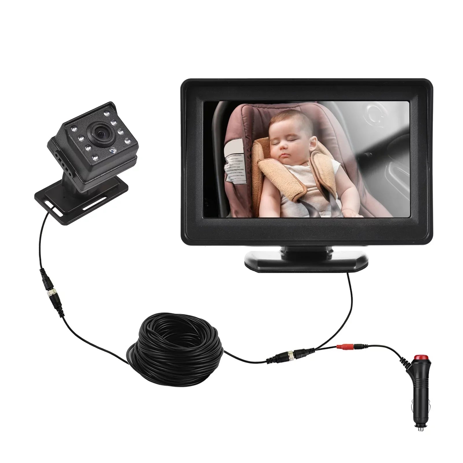 Display 150¡ã Car Seat Car Installation Monitor Mirror Wide Easy Arealer Facing Seat 1080P 4.3 Rear View Mirror Inch Monitor Car for