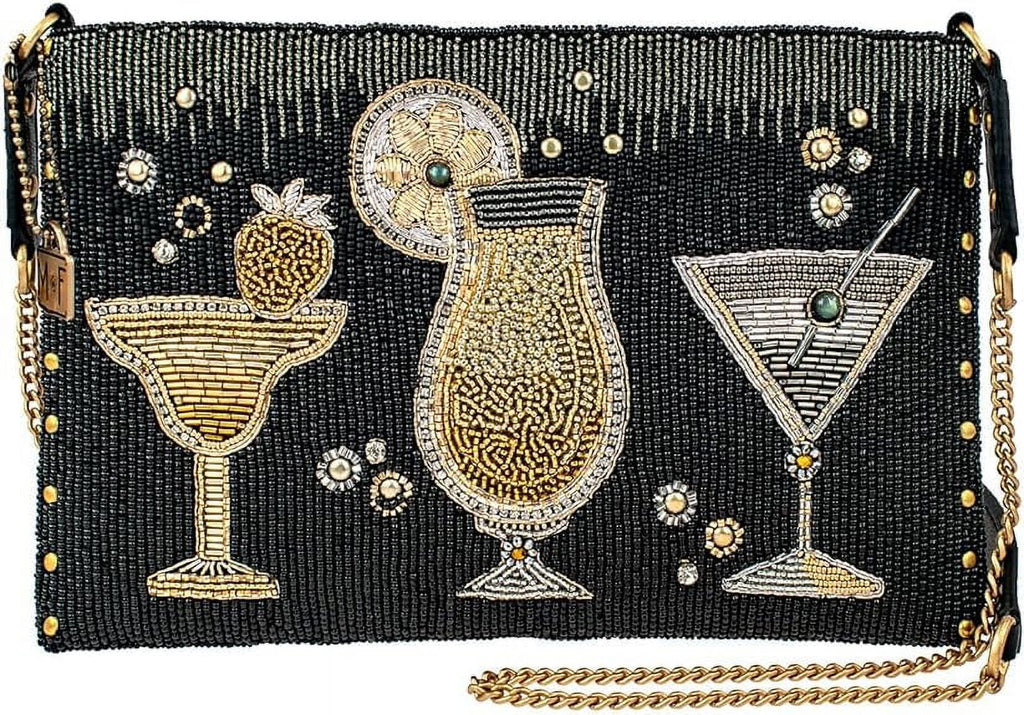 Black Cocktails Round Frances Crossbody Handbag, Clutch Mary Another