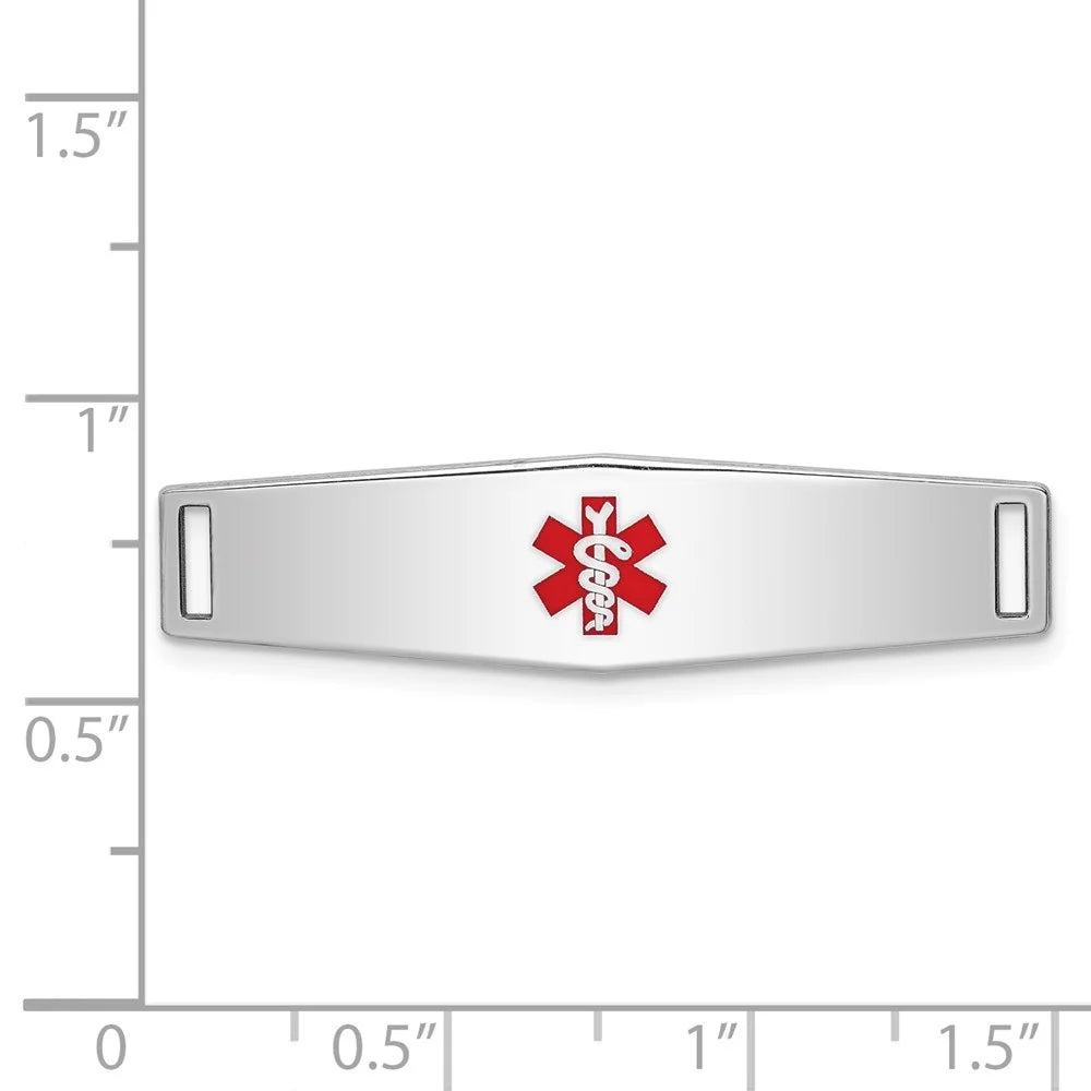 Id Bracelet 925 for W- Auriga Sterling 37inch, Silver inch for Women(L- 9mm) Plate Medical