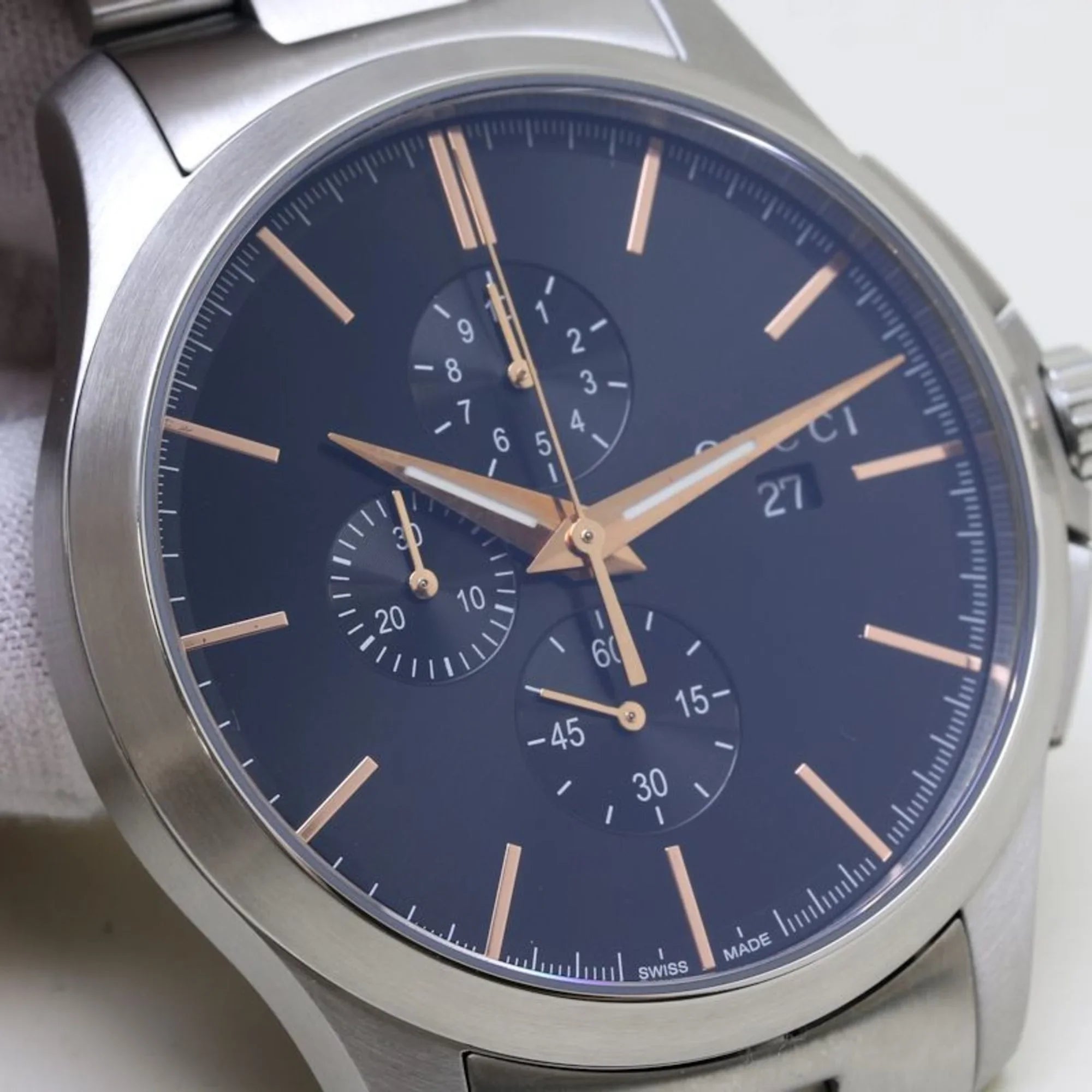126.2 39276 New) Stainless Chronograph Timeless Pre-Owned GUCCI Steel YA126272 G Men's (Like