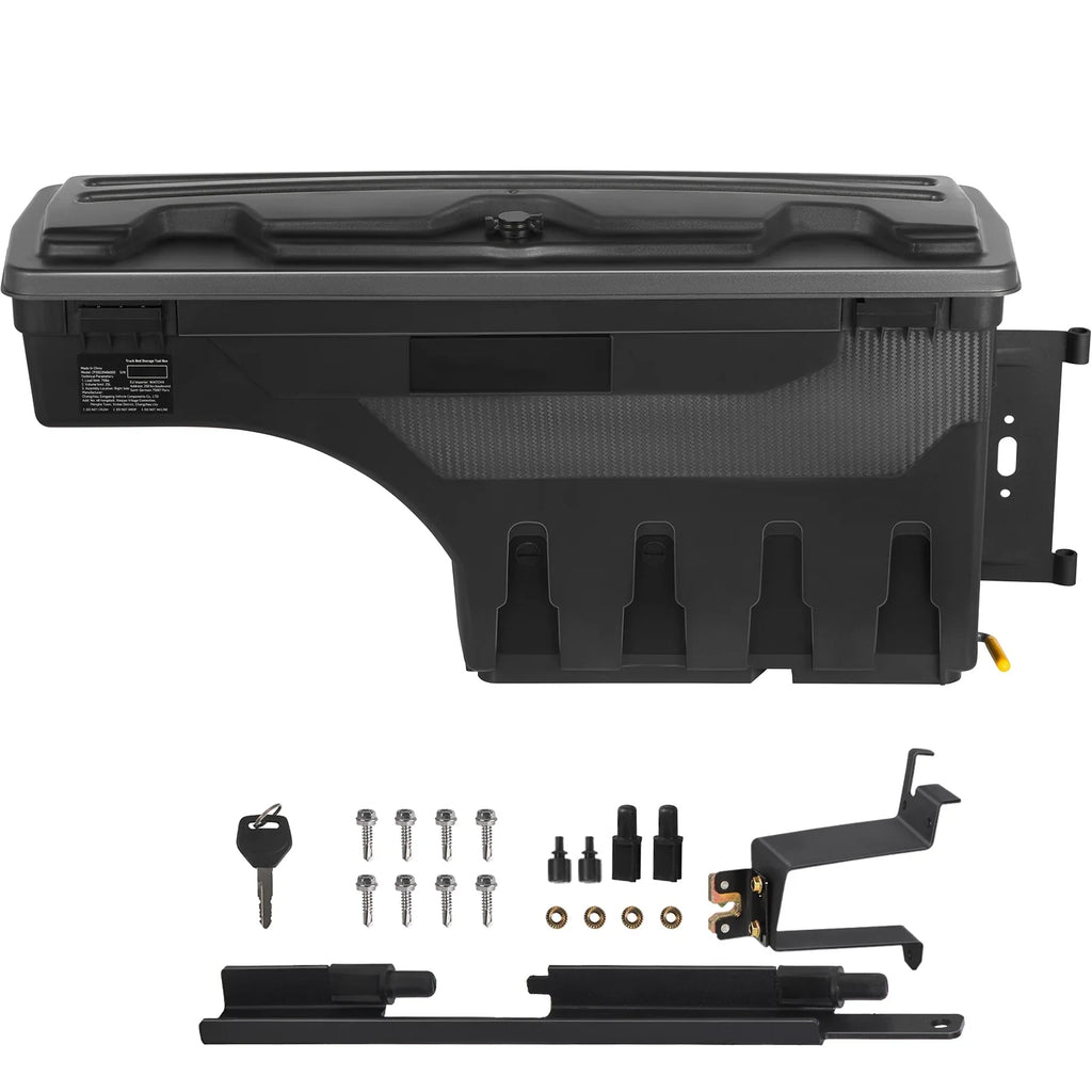 L Box, Compatible Wheel Truck 1500 1500 SKYSHALO Lid, Bed Black, Side Box, Lockable Tool Waterproof Storage GMC Well Sierra with Chevrolet Passenger 2019-2021, ABS 6.6 Gal/20 Silverado