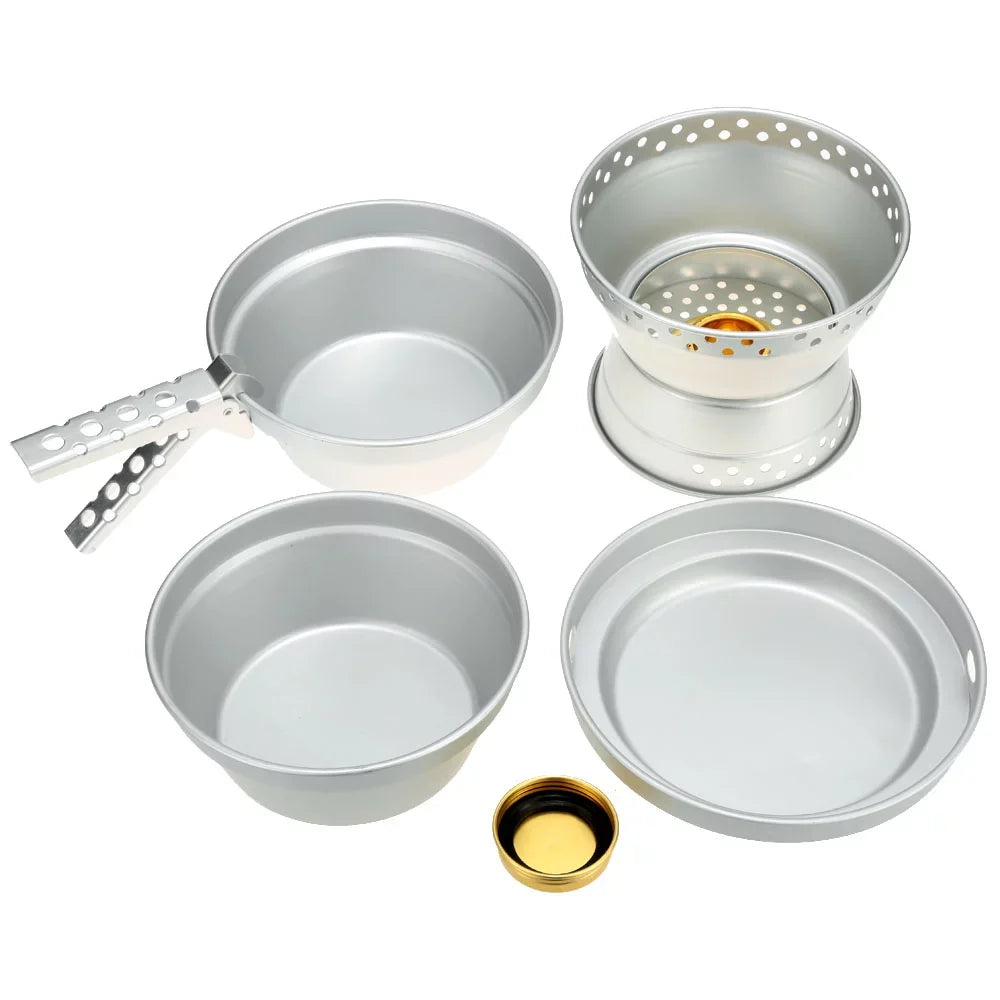 with for Spirit Arealer Pot with Backpacking Stove Cooking BBQ Camping Gripper Stand Mess Portable Kit Pan Hiking Cookware Picnic Set