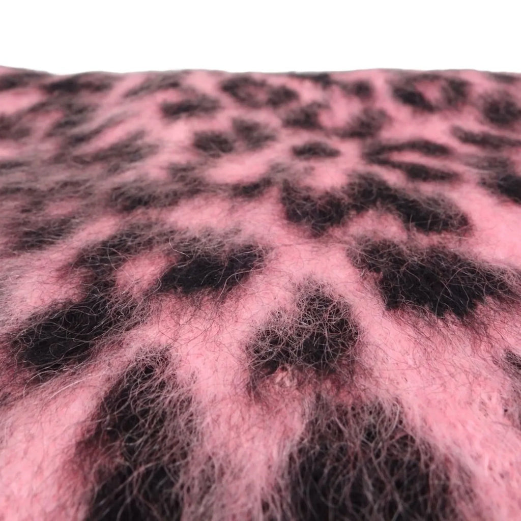 (Good) Scarf Pre-Owned Black Print CELINE Pink Leopard Mohair Nylon x Shawl 180357