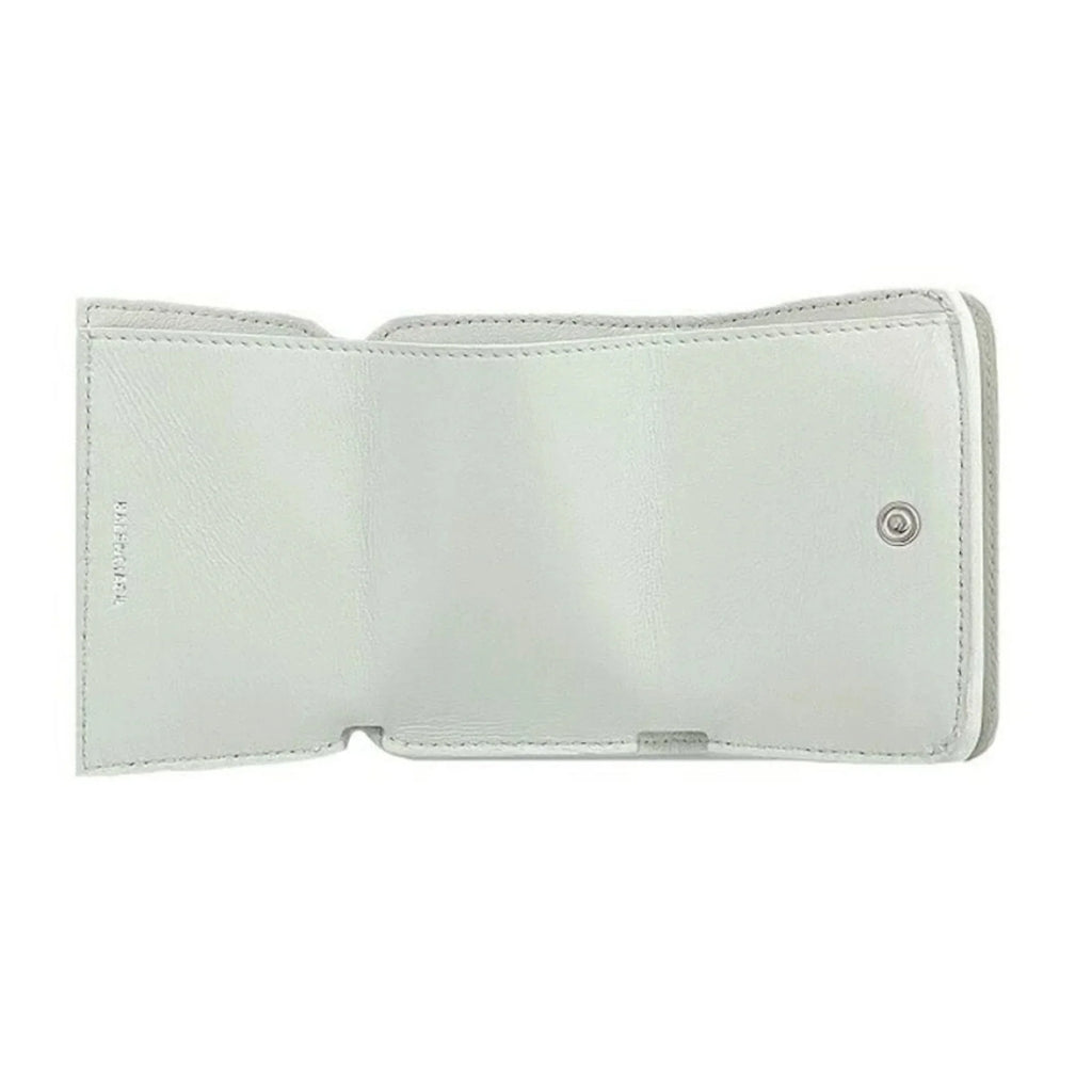 593813 Leather Logo Everyday Wallet Mini Trifold Balenciaga White