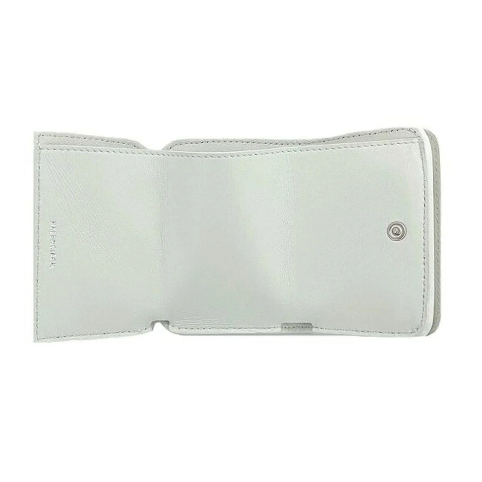593813 Leather Logo Everyday Wallet Mini Trifold Balenciaga White