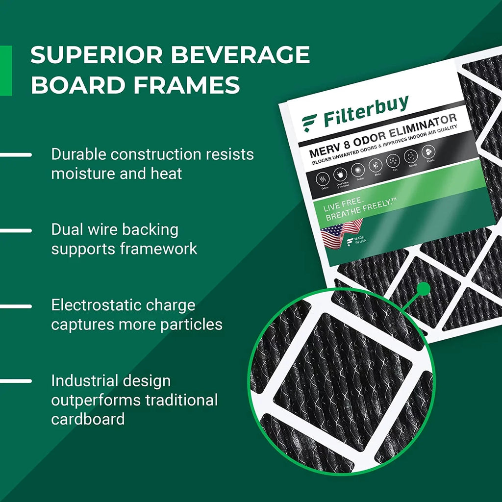 Odor HVAC Filters Pleated 16x24x1 Activated Eliminator MERV with Carbon Filterbuy AC 8 Air Furnace (2-Pack)