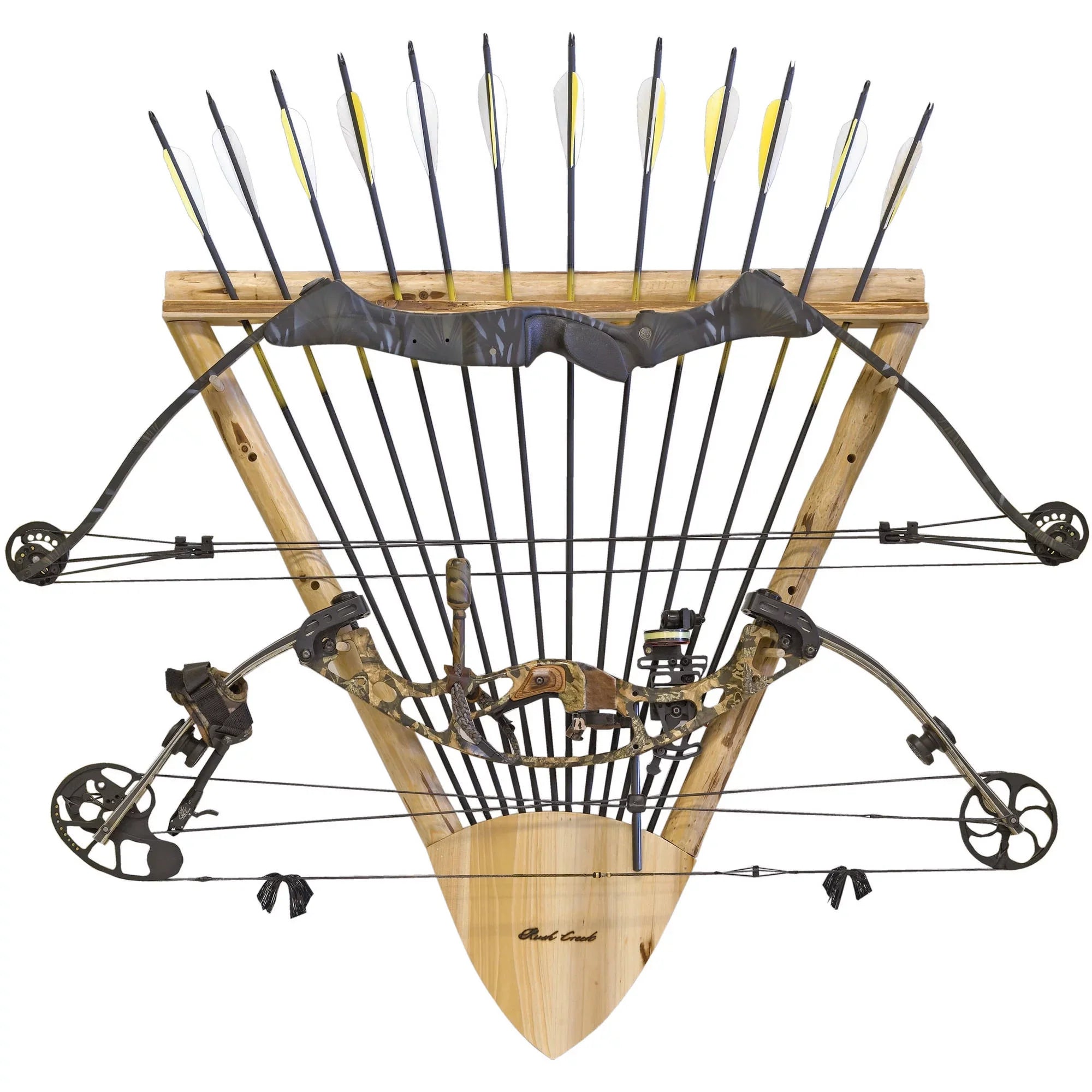 12 - Archery Arrow Wall Rack Rustic Compound Storage 2 Creek Rush Creations Bow