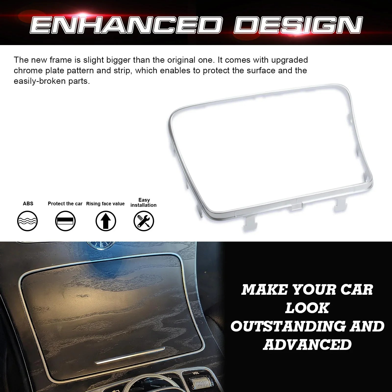 Frame GLC Ashtray Mercedes C400 Class Box Compatible Center Storage C300 Console W253 GLC Benz with 2015-2021 C C63 W205 Tech Trim, 300 Chrome, Xotic 2016-2023 Class