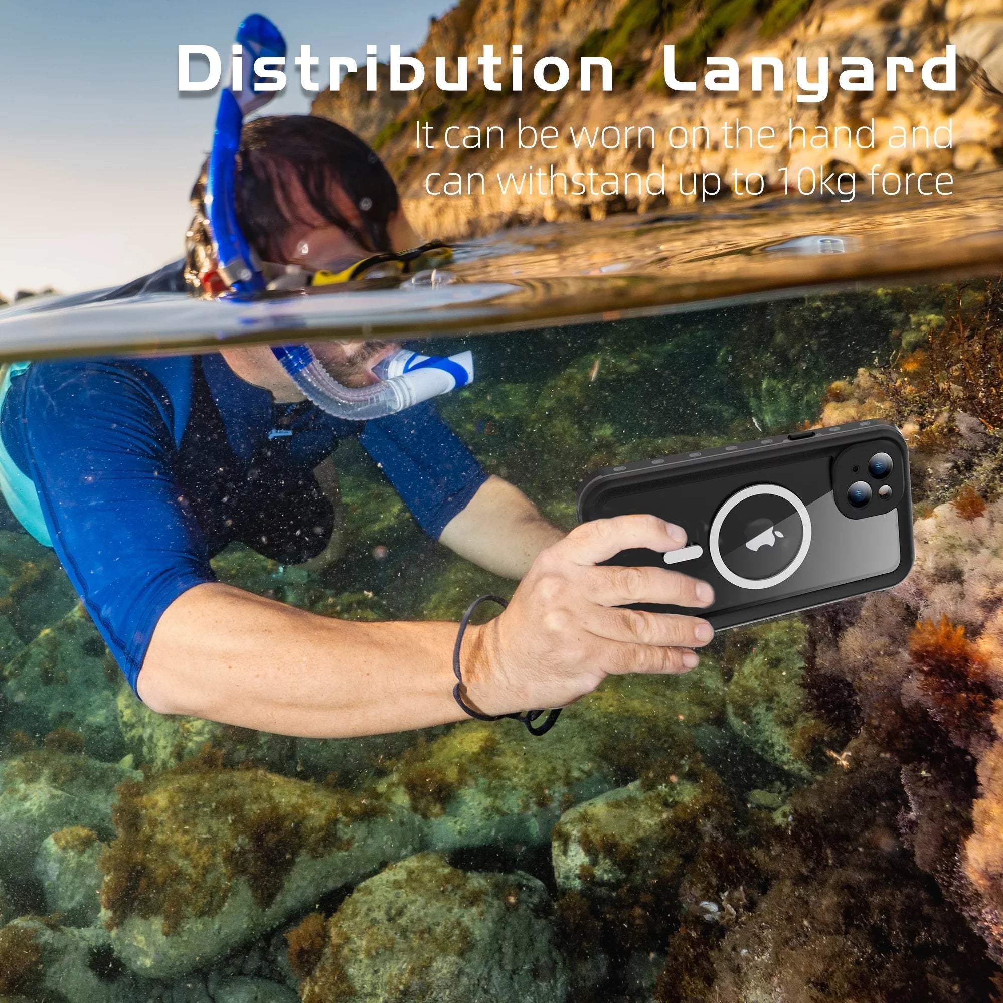 15 Proof - Shockproof Magnetic Waterproof Rugged Plus Drop Military Heavy Protector Screen iPhone Full-Body Case Duty iPhone for IP68 for Underwater 15 Case, Plus 6.7inch,Black Built-in ELEHOLD