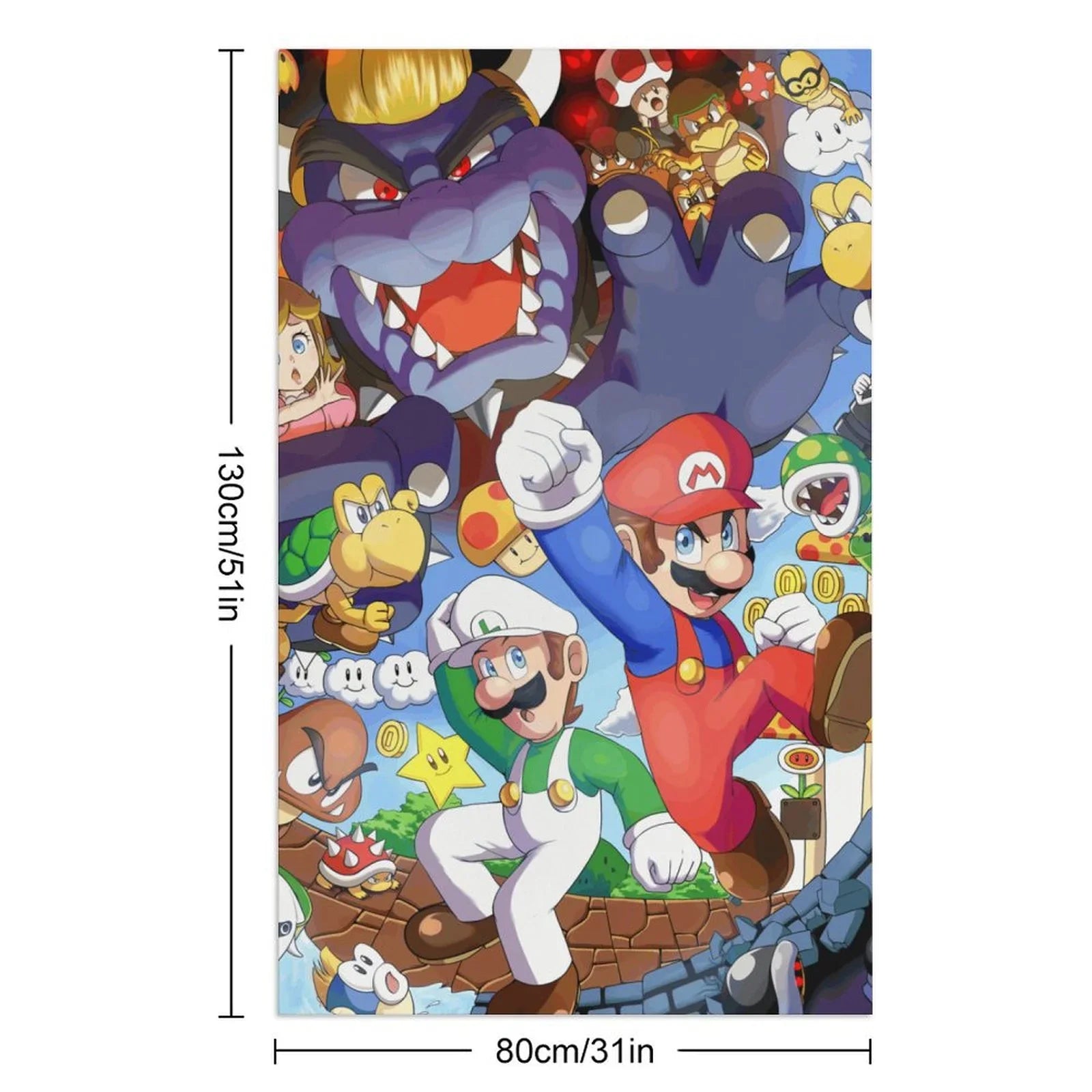 Movie Microfiber Soft Bathroom 130x80cm Swimming/Gym/Camp/Holiday Luigi Quick-Dry for Bath Mario Kid/Adults for Bros. Shower/Guests/Pool Towels Towel Absorbent Beach