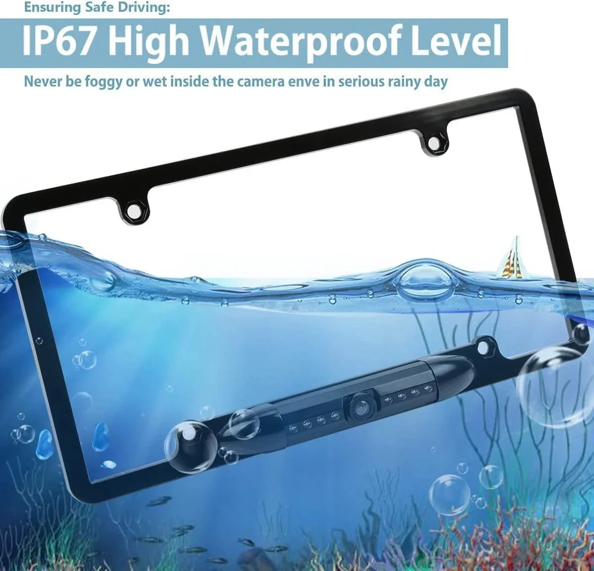 Radio Night AVH-210EX DMH1770NEX Angle Waterproof with AVH-120BT HD Backup View Camera Vision 170¡ã AVH-2550NEX Compatible CAM108 Car Rear DMH-WT8600NEX DMH-160BT License Pioneer Plate DMH-100BT
