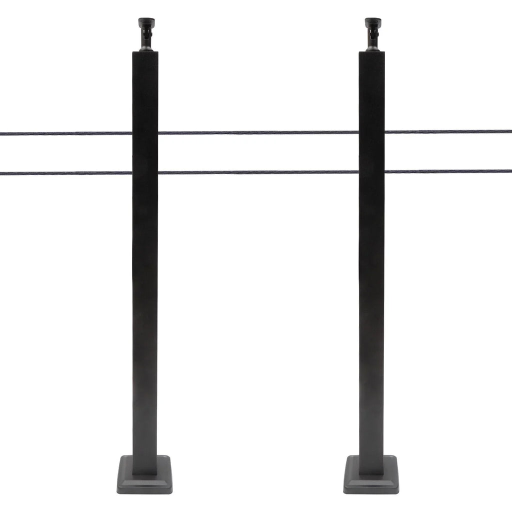 Wood Steel Two Railing Post Stainless Level Fence Post Cable System Railing Sides for Square Deck Concrete Pre-Drilled Cable 36''x2''x2'' Level