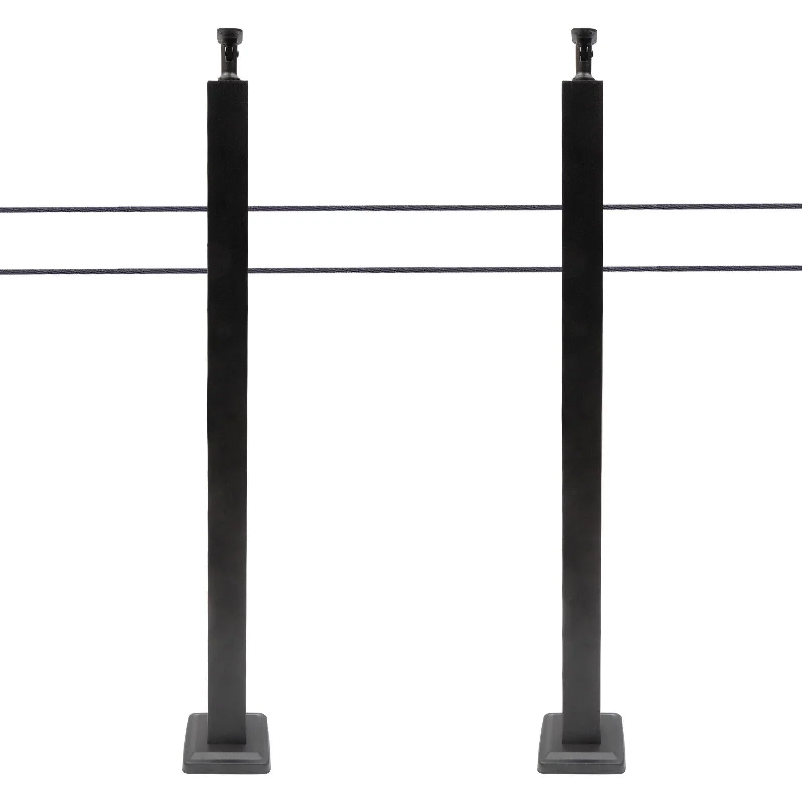 Wood Steel Two Railing Post Stainless Level Fence Post Cable System Railing Sides for Square Deck Concrete Pre-Drilled Cable 36''x2''x2'' Level