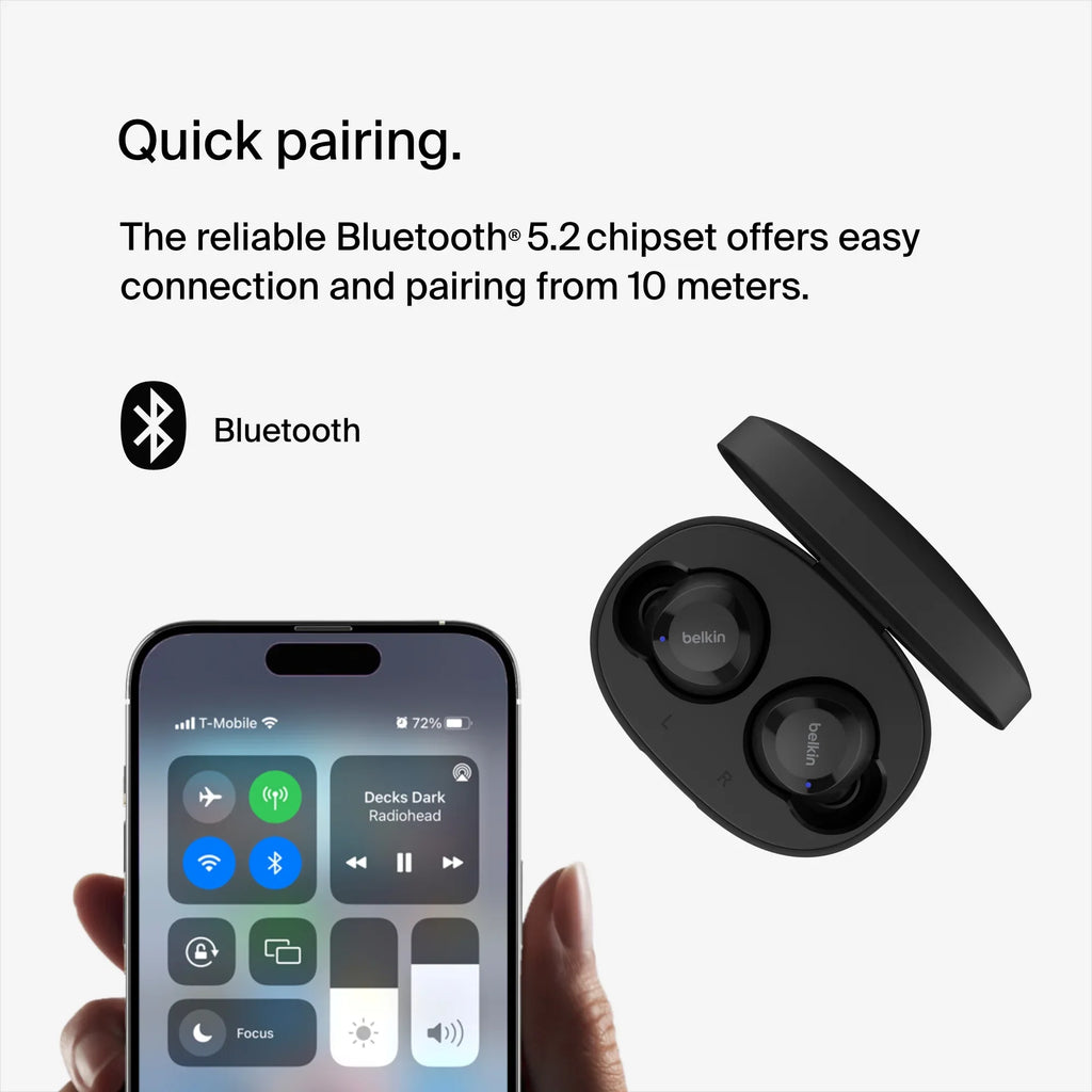 Bolt, Sweat IPX5 USB-C, to Wireless Water and Hours Wireless Resistant, Black Life Up Battery Belkin 28 Charging, - Earbuds, of True SOUNDFORM