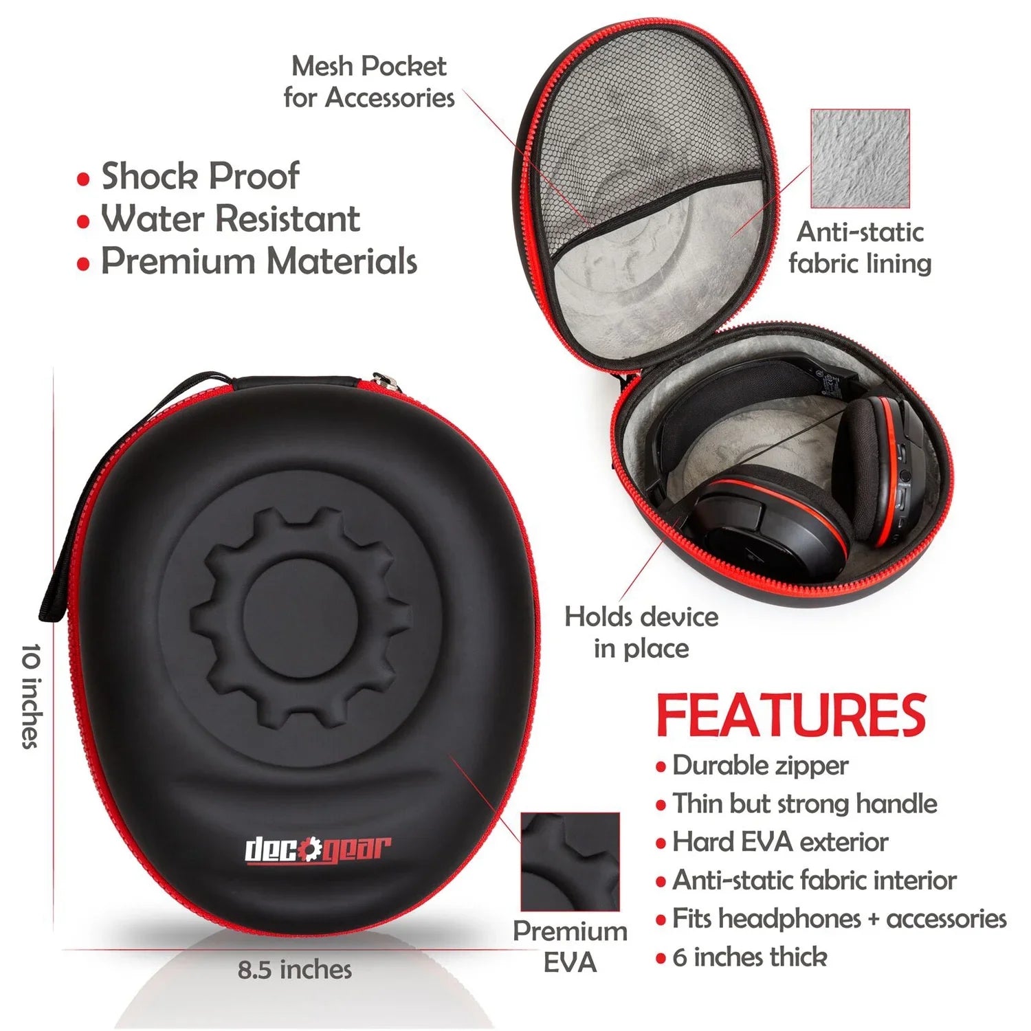 Sony Gear with Deco Headphones (Black) WH-CH710N Case Noise-Canceling Bundle Wireless