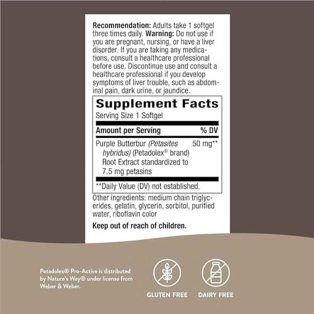 Relaxation Health and Vessel Softgels Pro-Active, Petadolex Blood Butterbur*, the in Way 60 with Brain Patented Nature's