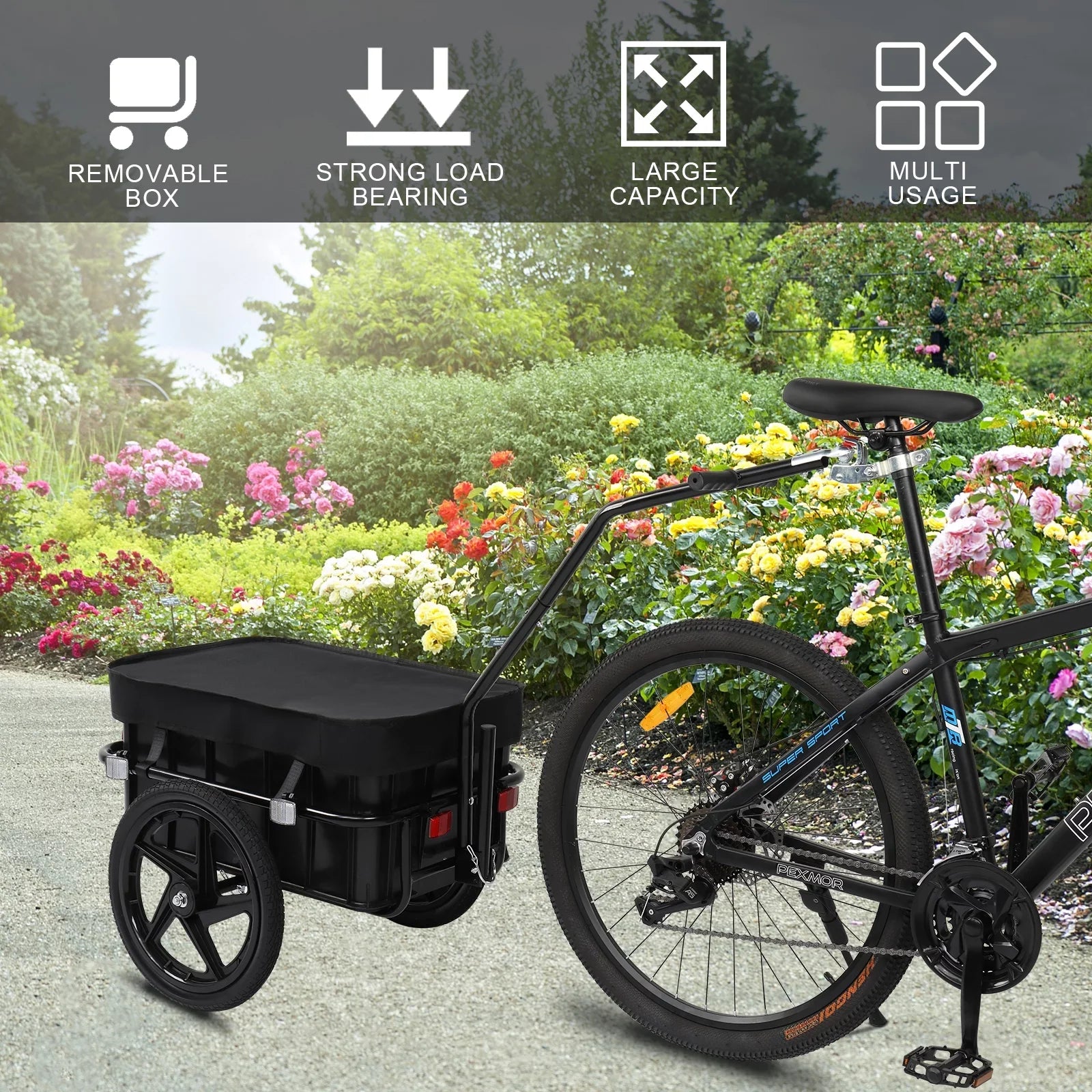 Coupler PEXMOR Trailer, Bicycle Cargo & Wagon Bike Waterproof Cover Trailer W/Universal
