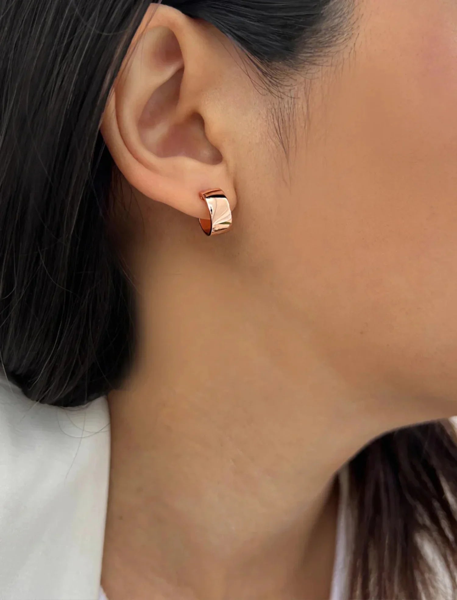 CHUBBY ROSE SILVER EARRINGS MINI GOLD STERLING OVER BOSS 18K HOOP