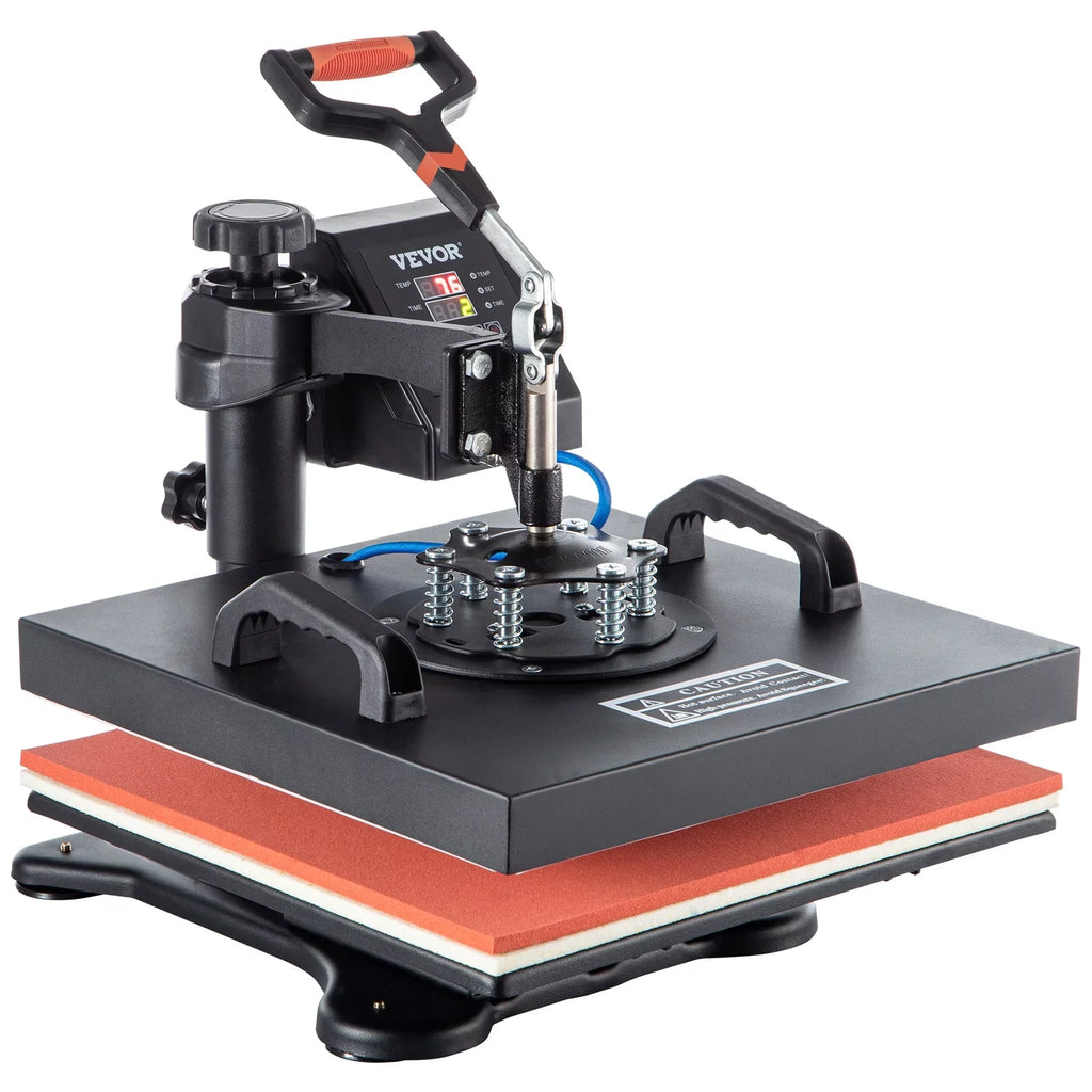 Machine 6 Heat 1 Shirts Hat Transfer Printing for Away T Rotation Display 360 Heat Dual in LED Mug Multifunctional Sublimation Cap Press Digital Combo Degree VEVORbrand 15"x15" Swing Machine Plate