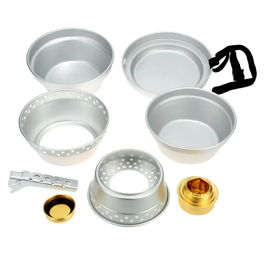 with for Spirit Arealer Pot with Backpacking Stove Cooking BBQ Camping Gripper Stand Mess Portable Kit Pan Hiking Cookware Picnic Set