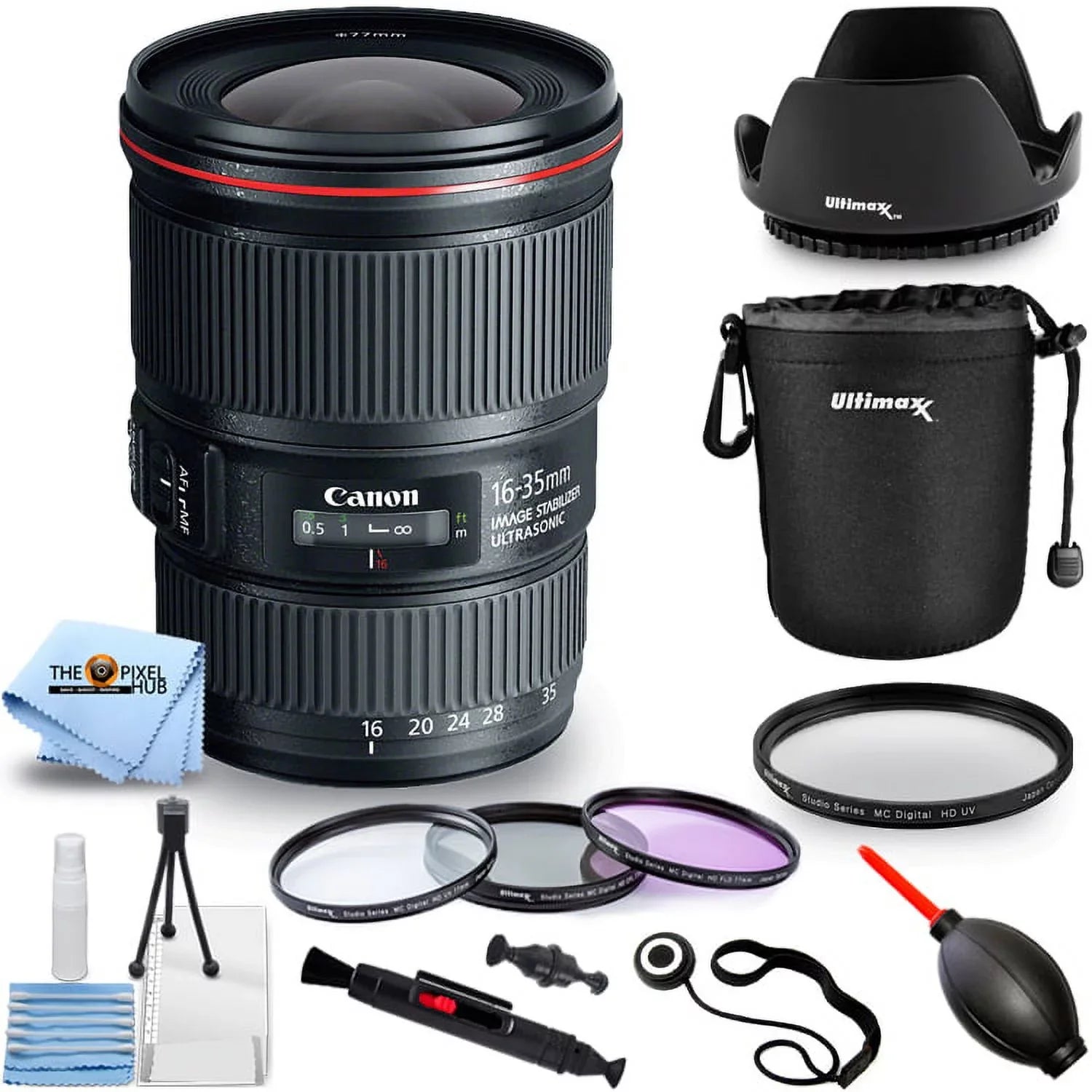 Lens, 16-35mm and Tulip Pro Filter Kit, Canon Keeper Cap Pouch, Bundle Lens Hood Lens EF IS Lens Includes: - More USM f/4L