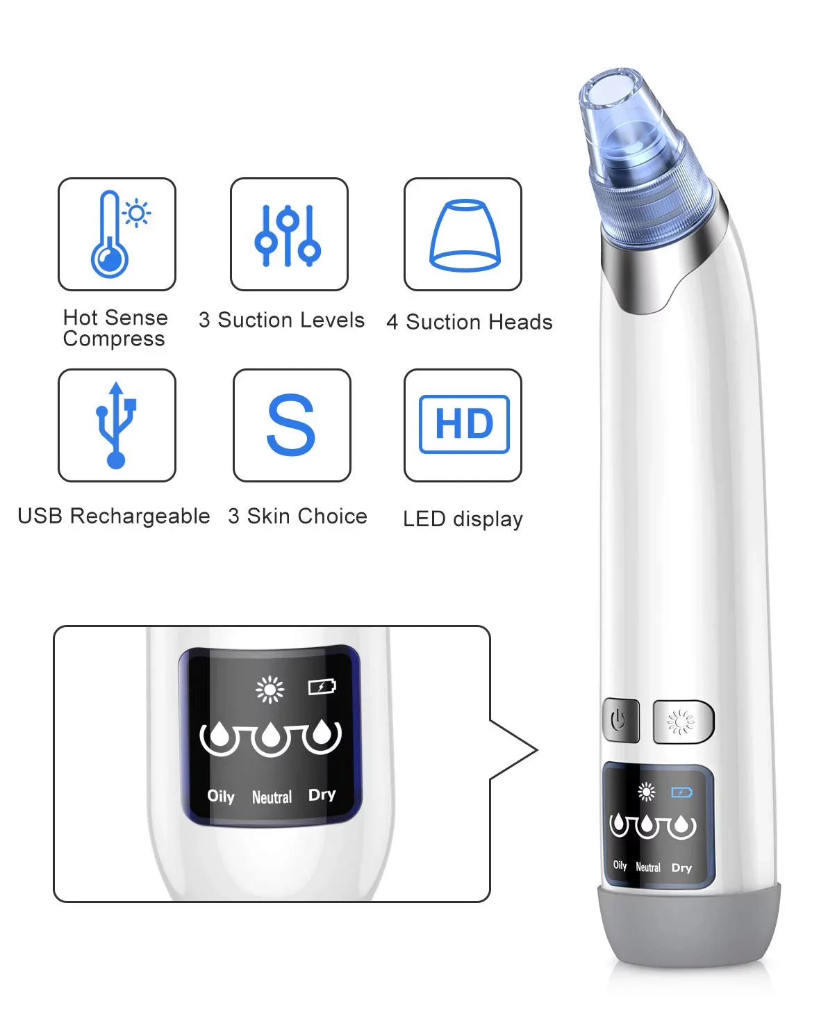 Pore Men Sucker Cleaner Women Vacuum USB Pore Blackhead Electric Remover for Face Blackhead Ansten Blackhead Cleaner Vacuum Pore Remover Rechargeable Face kit Suction Nose Pimple Facial