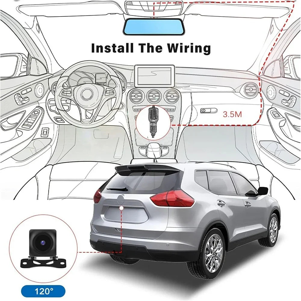and Mirror Cam, Camera, 1440P Parking Vision, Free Night 2.5K Card View Dash WiFi, 10" 32GB Rear Mirror 1080P Camera Front Assistance, Rear with