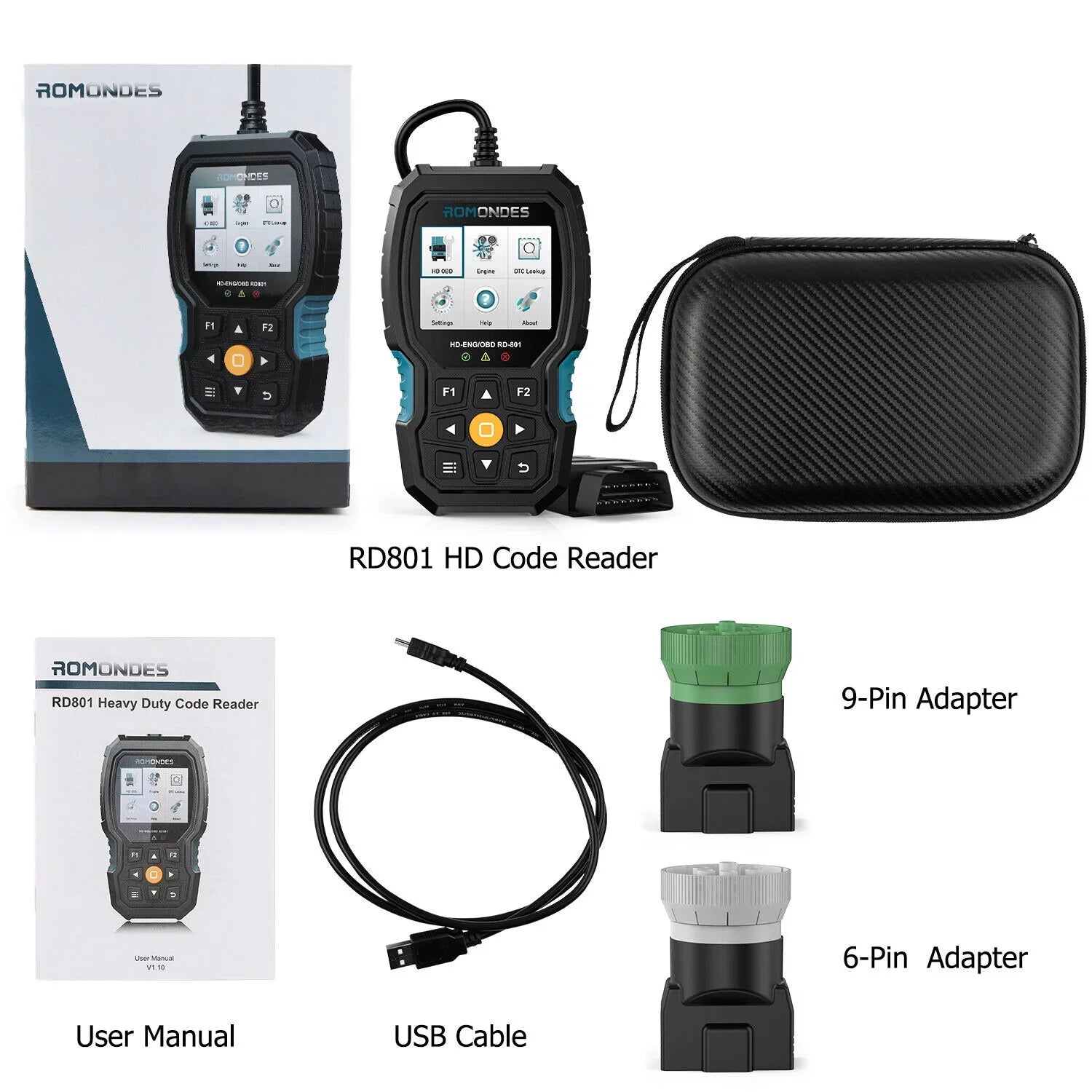Scanner Reader Diagnostic Tool RD801 OBD2 Scanner Code Truck Duty Truck Heavy Romondes Diesel