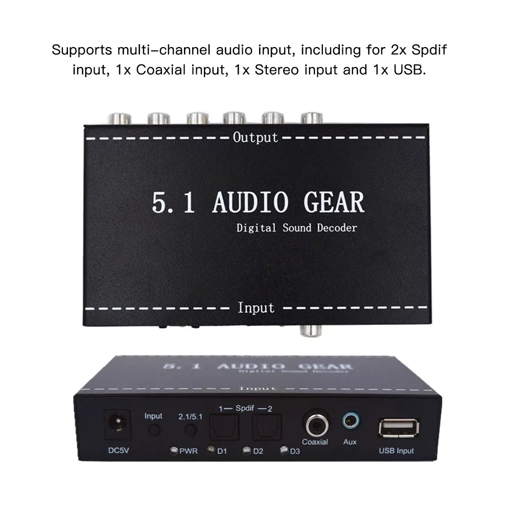5.1 Sound Plug 3.5mm NK-A6L Digital Gear Walmeck Converter Decoder Audio Output Audio Audio Dolby AC-3 Replacement for Digital