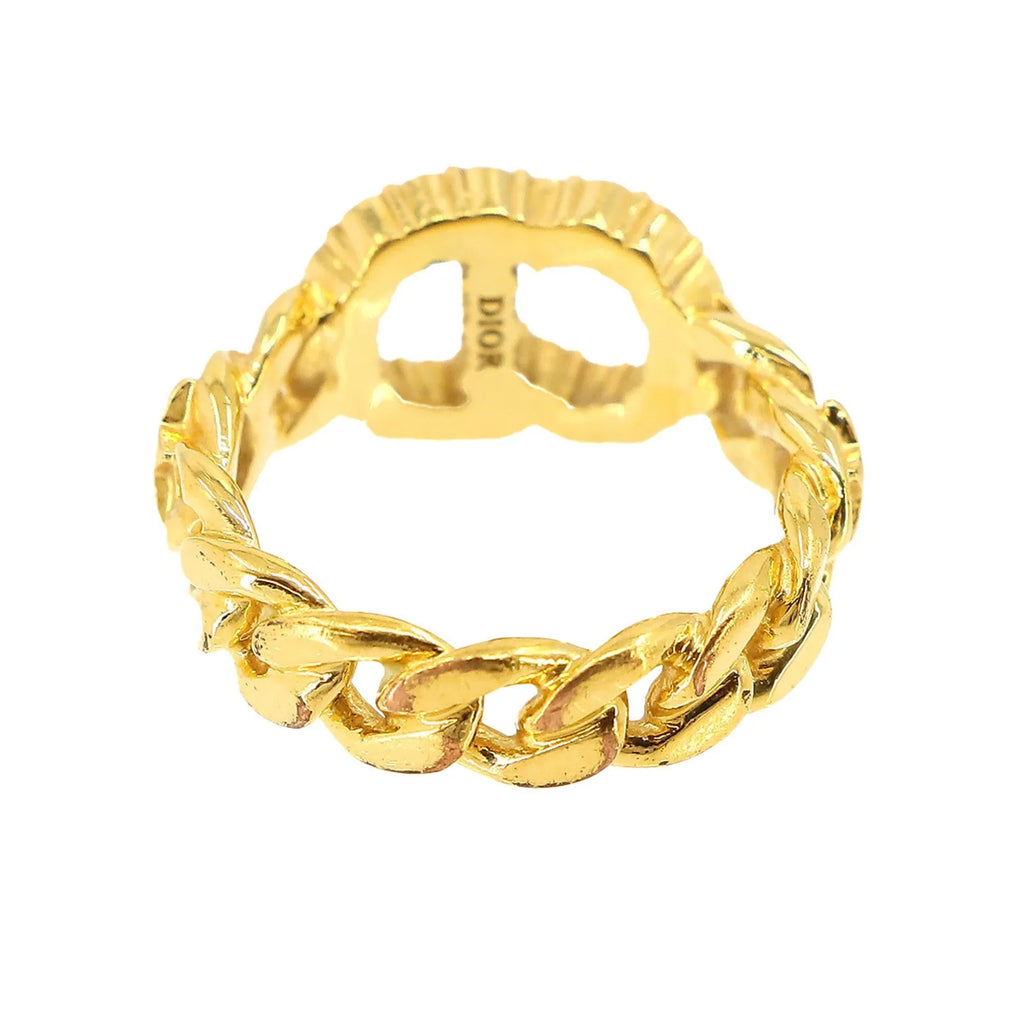 Pre-Owned Ring S Rhinestone Clair D Christian Lune Gold Dior (Like New)