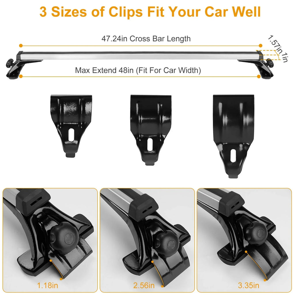 with Fit Without Roof Capacity for Rack Side Roof Car Most 47.24in Vehicle 165LBS Aluminum Wagon Rail Crossbars Cargo Car iMounTEK Roof Rack Carrier