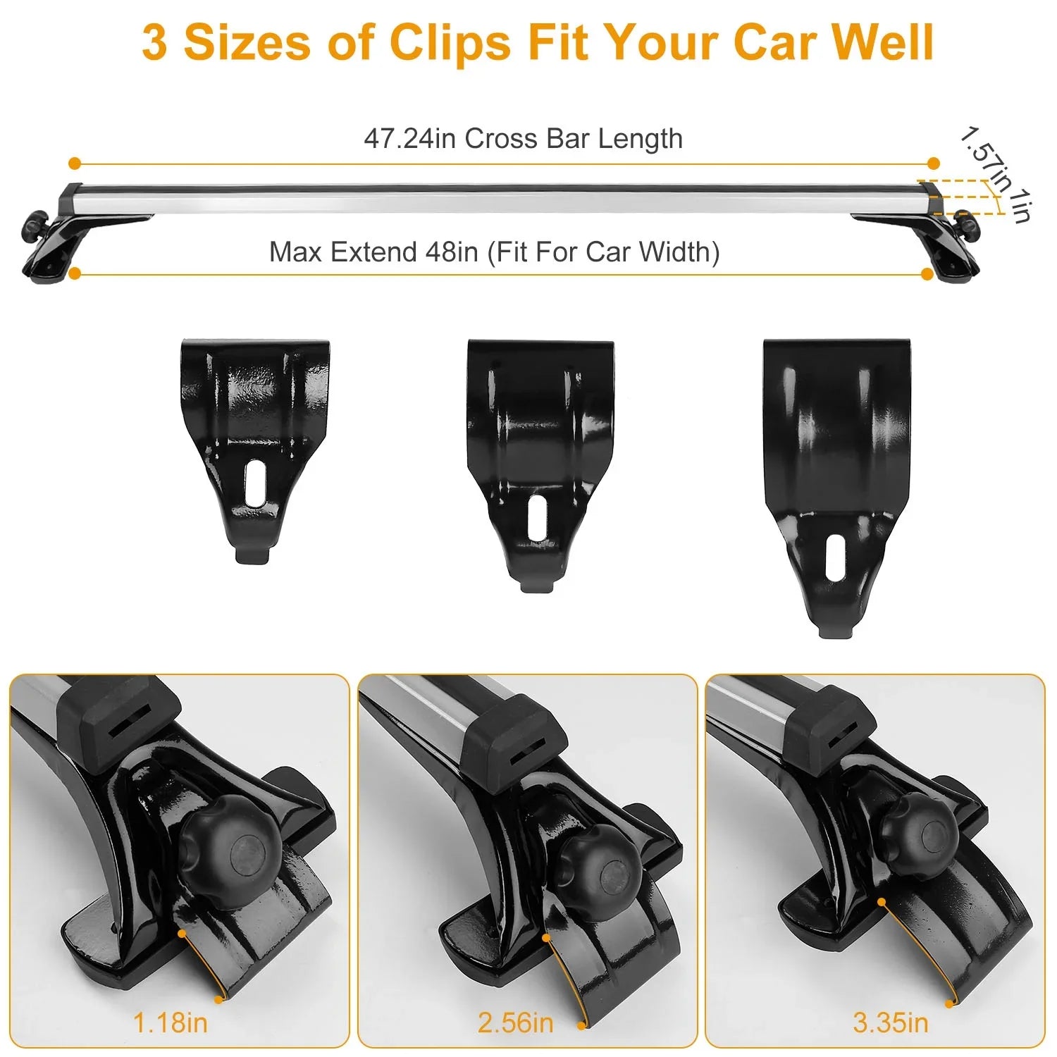 with Fit Without Roof Capacity for Rack Side Roof Car Most 47.24in Vehicle 165LBS Aluminum Wagon Rail Crossbars Cargo Car iMounTEK Roof Rack Carrier