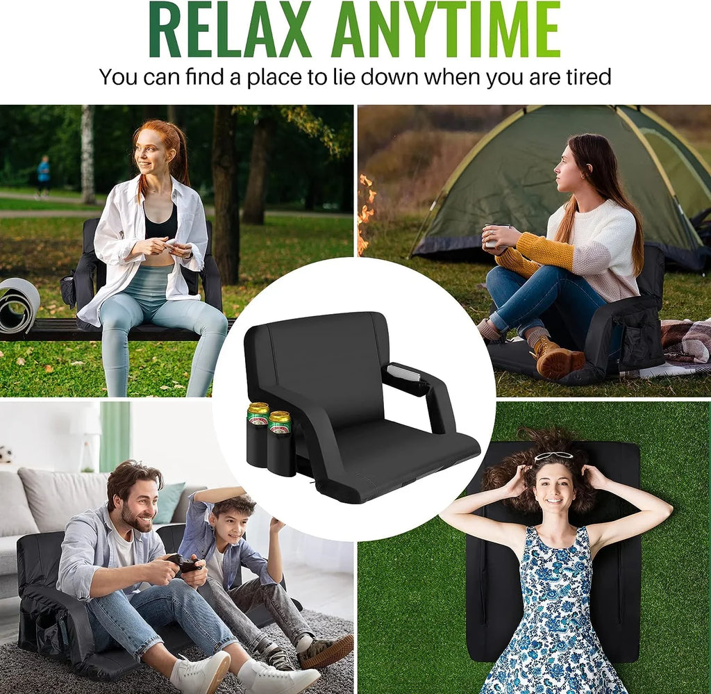 Picnic Bleachers Seat, Seating Events, Wide Waterproof, Thicker, Chair Sturdy Reclining Camping, for Extra and - Beaches, 25-Inch AiYCHEN Sporting for Stadium and