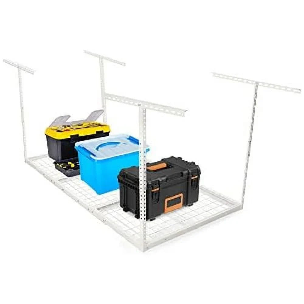 White 3X6 Ceiling Organization Adjustable Overhead Racks Ceiling Shelf Garage Storage Storage Garage Rack Mounted