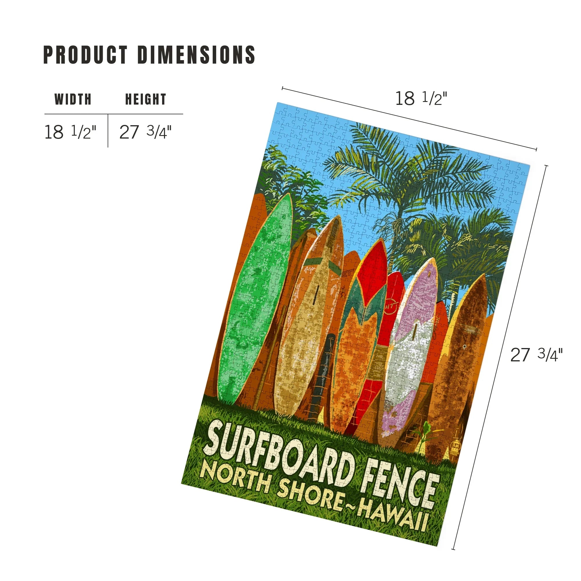 North 1000 Piece Hawaii, Press Surfboard Shore, Fence Lantern Puzzle, Jigsaw