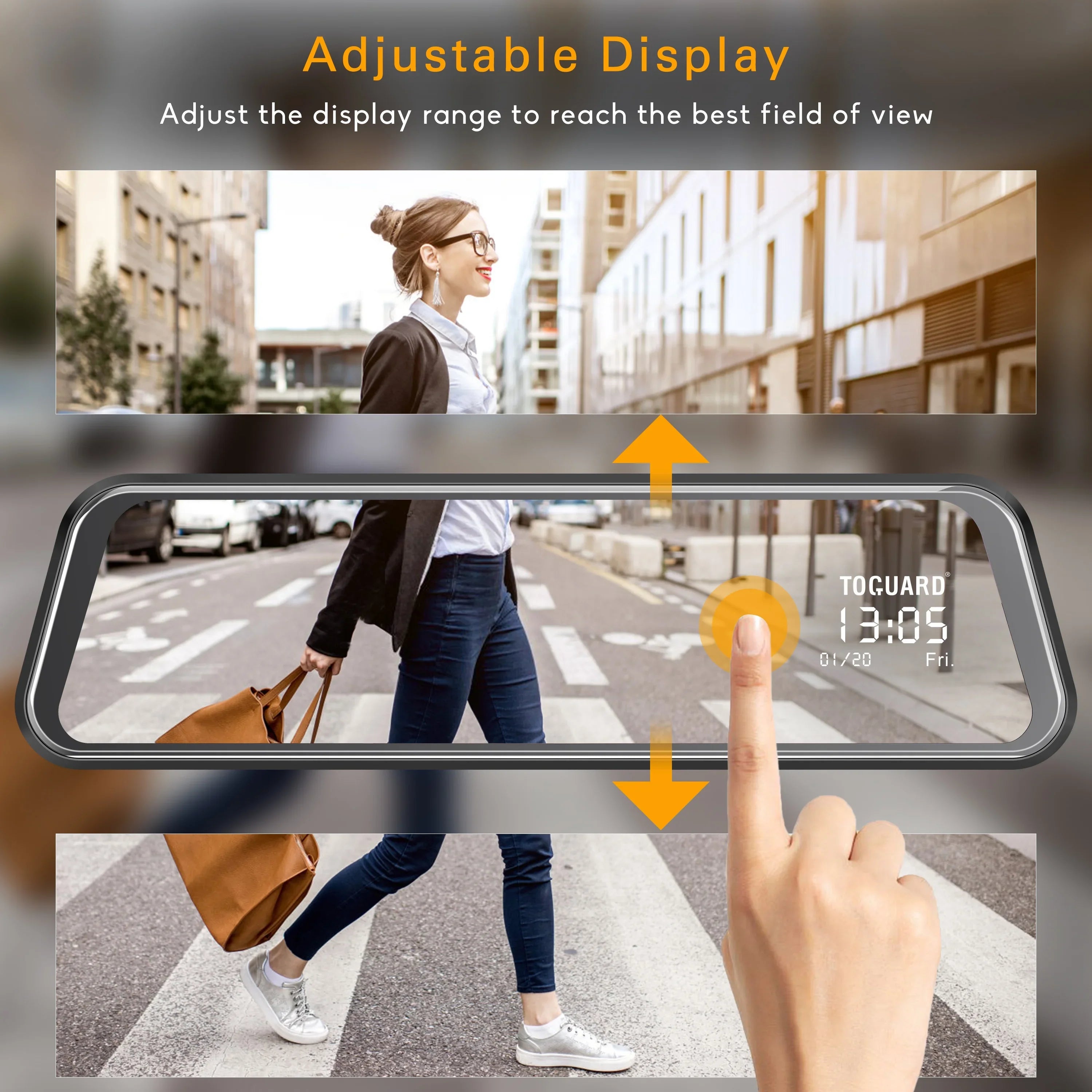 Screen Cars Camera TOGUARD IPS Mirror View with Rear Cam Touch 10-inch Backup Mirror Full 1080P Dash for Camera Waterproof