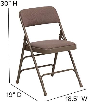 HERCULES Folding Chair & Series Metal Braced Hinged Fabric Pack Triple Curved 4 Double Beige