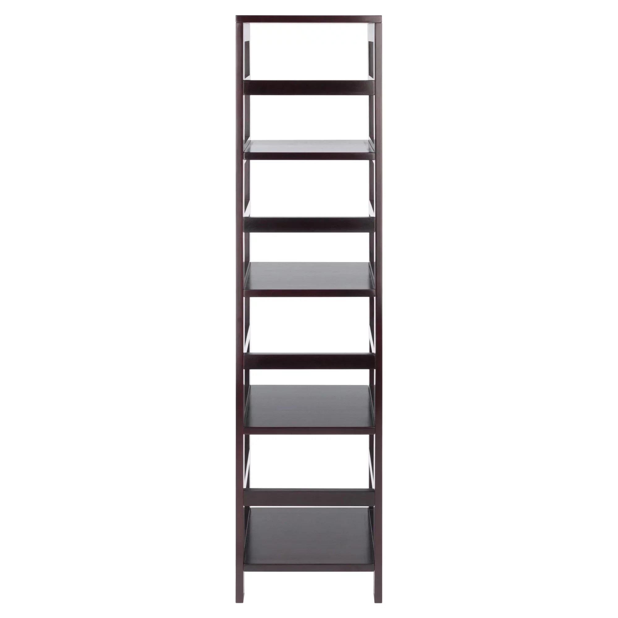 & Espresso Narrow Capri Finish Foldable Set, Wood Black Shelf 5-Pc 4 Fabric Winsome Baskets,