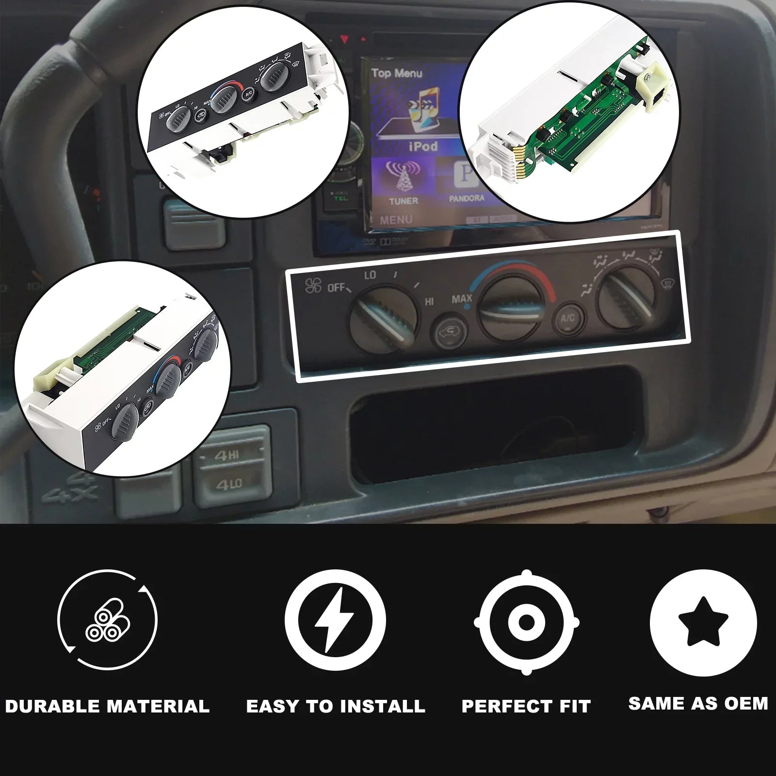 C1500, Panel K1500, K2500 GMC 16231175, Climate Chevy, Module with Control HVAC C3500, Escalade, - Heater Suburban, Control 16238895 Tahoe C2500, Compatible C3500HD, Cadillac,
