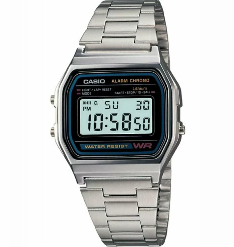 Bracelet Calender with Casio with Alarm and Stainless Adjustable Clasp Watch, Men's Features, Resistant Digital Lock, and Classic Water Stopwatch, Auto Steel a