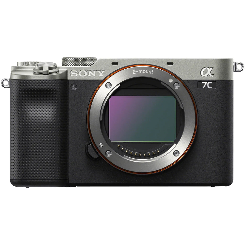 Deco and + Body Sony Charger, Bundle Software Silver with Kit a7C Gear Size Full Camera Accessories Photography Extra ILCE7C/S Tripod Mirrorless Battery, Full Dual Frame Pro Case +