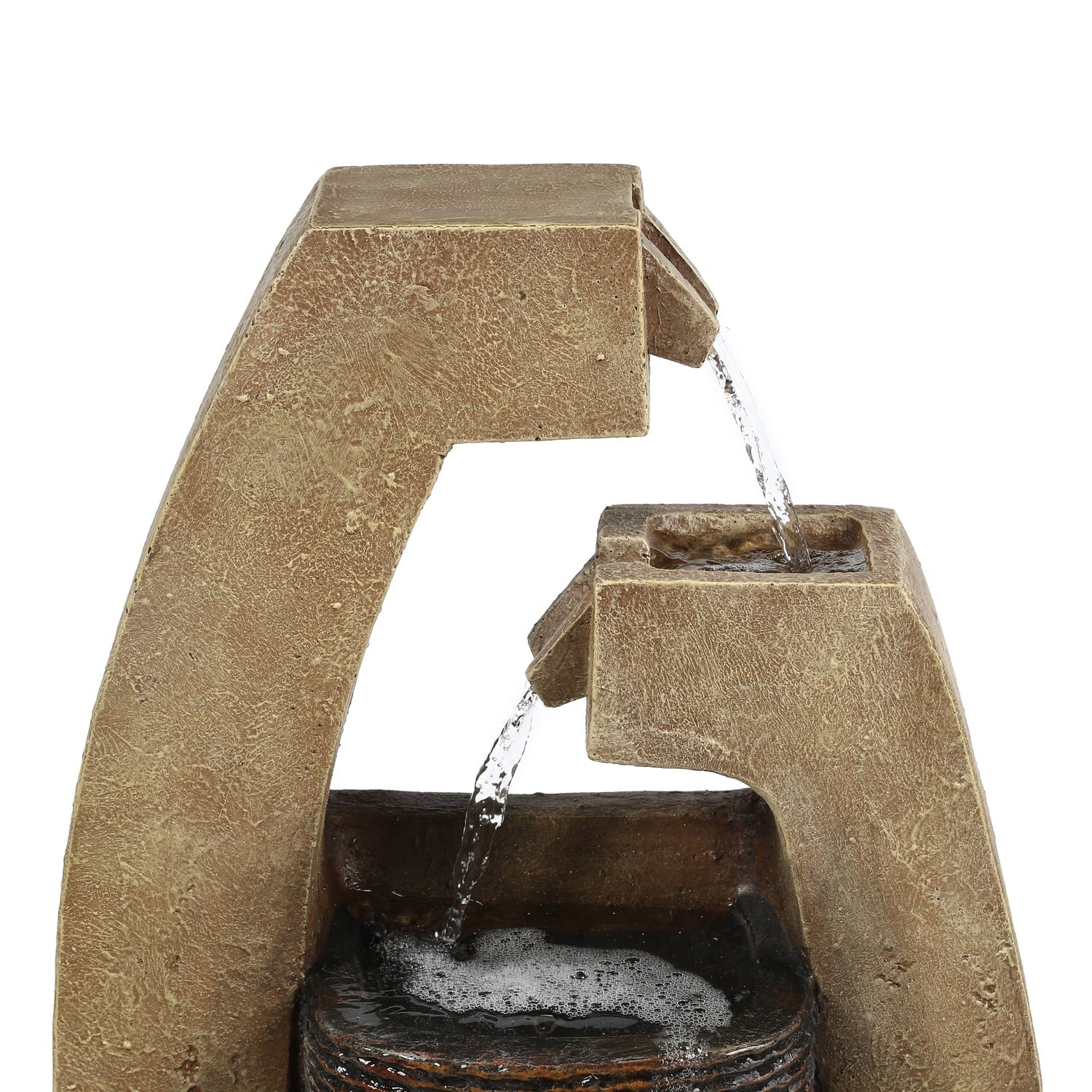 Modern Fountain Led Sculpture Country Cottage Brown Light With Outdoor HomeStock Cement