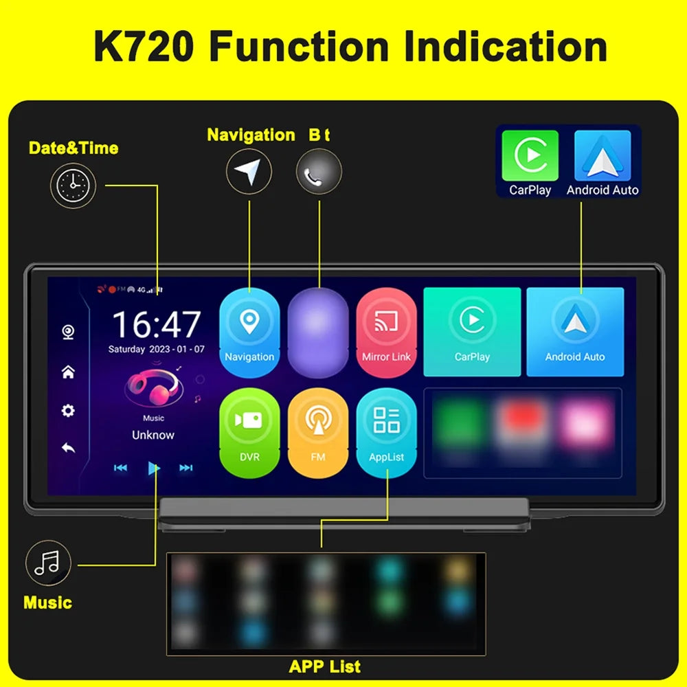 Anself Camera Dashcam 10.26 DVR GPS 10.0 Car Android Navigation WIFI Inch Dual